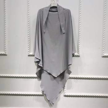Khimar : Single Layer Triangular Diamond Instant Khimar-Hijab-Jilbab in Single Layer Light Gray Color | Tie Back 1