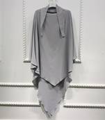 Khimar : Single Layer Triangular Diamond Instant Khimar-Hijab-Jilbab in Single Layer Light Gray Color | Tie Back