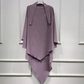 Khimar : Single Layer Triangular Diamond Instant Khimar-Hijab-Jilbab in Single Layer Light Purple Color | Tie Back 1