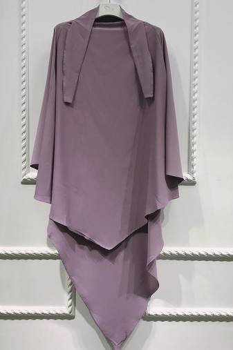 Khimar : Single Layer Triangular Diamond Instant Khimar-Hijab-Jilbab in Single Layer Light Purple Color | Tie Back