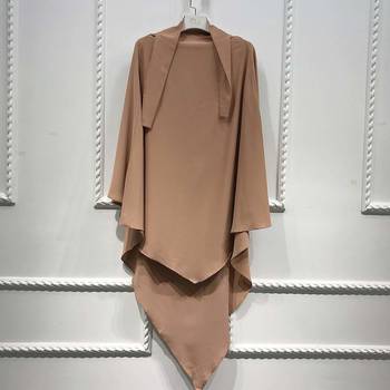 Khimar : Single Layer Triangular Diamond Instant Khimar-Hijab-Jilbab in Single Layer Dark Beige Color | Tie Back 1