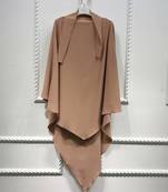 Khimar : Single Layer Triangular Diamond Instant Khimar-Hijab-Jilbab in Single Layer Dark Beige Color | Tie Back