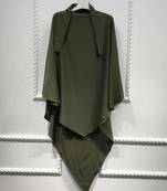 Khimar : Single Layer Triangular Diamond Instant Khimar-Hijab-Jilbab in Single Layer Amy Green Color | Tie Back