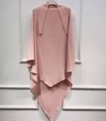 Khimar : Single Layer Triangular Diamond Instant Khimar-Hijab-Jilbab in Single Layer Light Pink Color | Tie Back