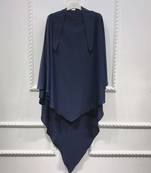 Khimar : Single Layer Triangular Diamond Instant Khimar-Hijab-Jilbab in Single Layer Light Navy Blue Color | Tie Back