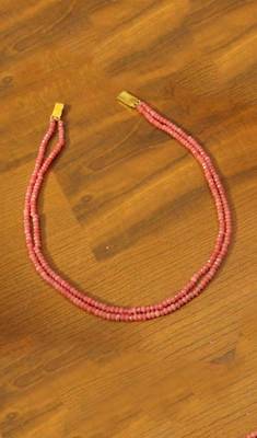 Peach Colour Two Line Semi Precious Stone Necklace 1