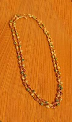 Multicolour Beads Double Line Filigree Necklace 1