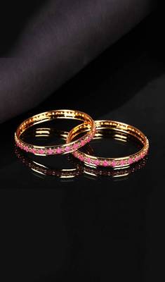Gold Plated Stone Studded Set of Two Bangles 1
