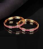 Gold Plated Stone Studded Set of Two Bangles