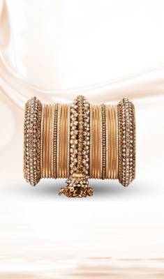 Traditional Jhumki Bangle Set By For Two Hands Golden 1