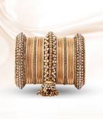 Traditional Jhumki Bangle Set By For Two Hands Golden