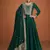 Peacock green silk blend anarkali semi stitched gowns