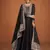 Black silk blend anarkali semi stitched gowns