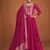 Rani pink silk blend anarkali semi stitched gowns
