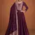 Dark purple silk blend anarkali semi stitched gowns