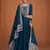 Royal blue silk blend anarkali semi stitched gowns