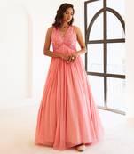 Peachish pink anarkali with dupatta