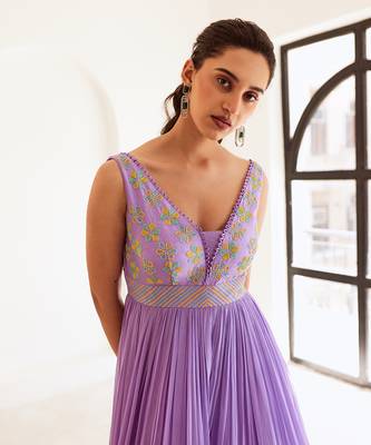 Lavender layered anarkali with dupatta 3