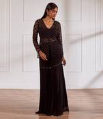 Black net peplum with bustier and gharara