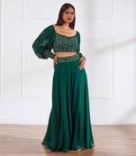 Bottle green croptop and sharara set