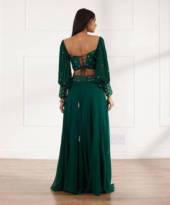Bottle green croptop and sharara set 2