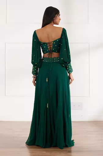 Bottle green croptop and sharara set