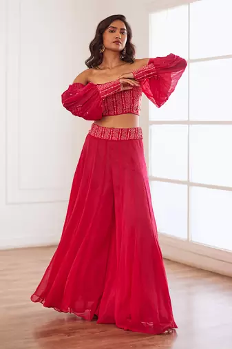Fuscia croptop and sharara set