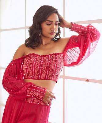 Fuscia croptop and sharara set 3
