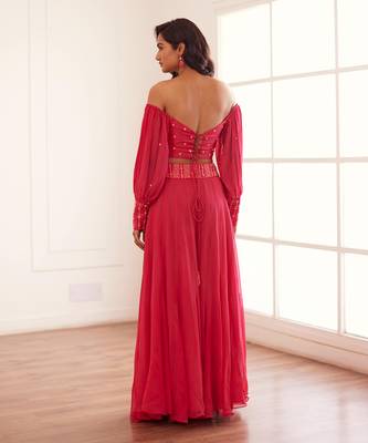 Fuscia croptop and sharara set 4