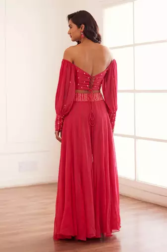 Fuscia croptop and sharara set