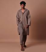 Brown striped trousers