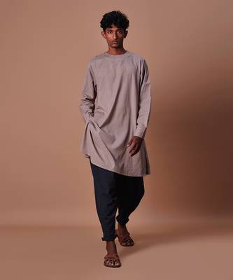 Grey side buttoned kurta 3