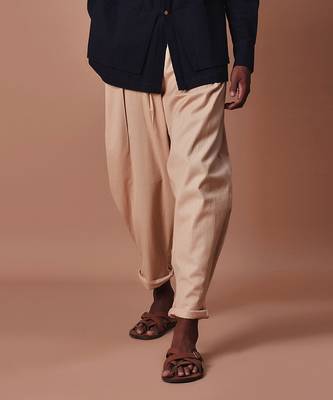 Beige pleated balloon pants 1