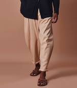 Beige pleated balloon pants