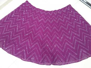 Wine Faux Georgette Mirror Work And Thread Embroidered Lehenga Choli 5