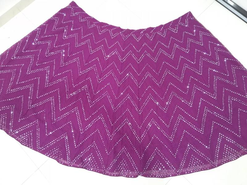 Wine Faux Georgette Mirror Work And Thread Embroidered Lehenga Choli