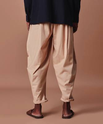 Beige pleated balloon pants 2