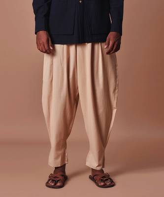Beige pleated balloon pants 3
