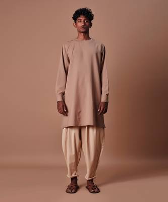 Brown side buttoned kurta set 1