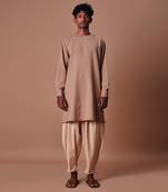 Brown side buttoned kurta set