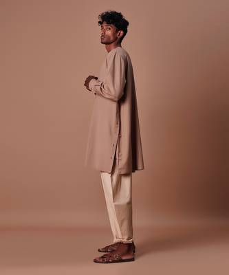 Brown side buttoned kurta set 2