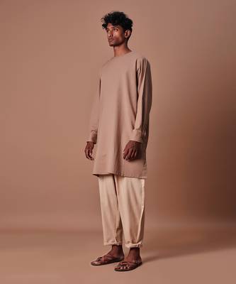 Brown side buttoned kurta set 3