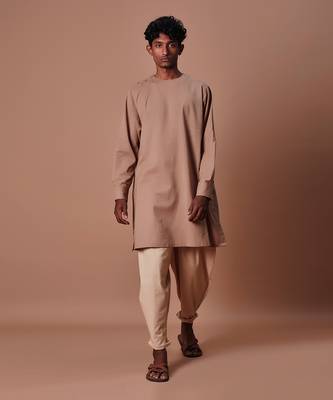 Brown side buttoned kurta set 5