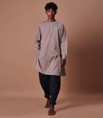 Grey side buttoned kurta set