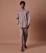 Grey placket shirt set