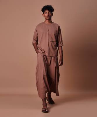 Brown easy fit harem pants 1