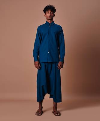 Teal blue easy fit harem pants 1