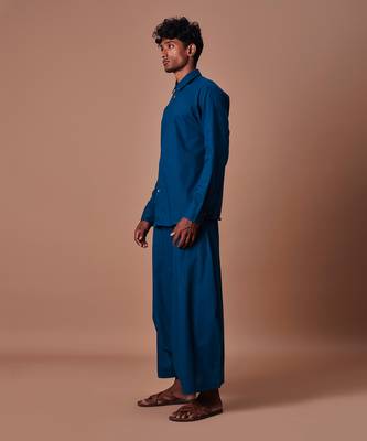 Teal blue easy fit harem pants 4