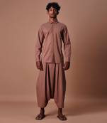 Brown double buttoned shirt set