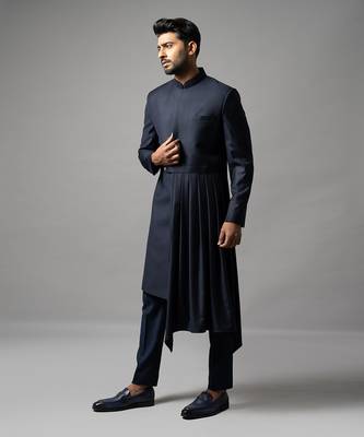 Midnight navy achkan set 2